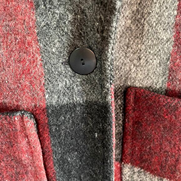 Vintage French Country Express Plaid Wool Pea Coat Womens MED Chores Barn Coat - Picture 10 of 10